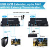 Picture of 164FT HDMI KVM USB Extender- HDMI to RJ45 Over Cat5e/6/7 1080P@60hz KVM Extender HDMI Over Ethernet Transmitter Receiver Support Keyboard Mouse USB Control No Latency POC Function Single Power Supply