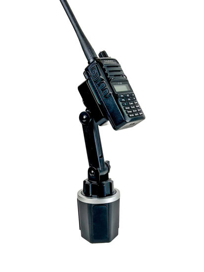 Picture of Adjustable Height Cup Holder Mount for Anytone BaoFeng Icom Kenwood Yaesu Handhelds Now with Mic Holder