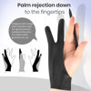 Picture of Artist Drawing Glove 3-Layer Palm Rejection, Two-Finger Anti-Friction Design for Digital Art, Tablet, iPad,Graphics Pad,Paper Sketching,Left and Right Hand Fit,with Cleaning Cloth(2 Pack,Black,Large)
