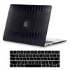 Picture of KEROM Compatible with MacBook Air 13 inch 2024-2022 M3 M2 A3113 A2681, Crocodile MacBook Air M3 13 inch Case, Aligator Skin PU Leather Hard Shell & Keyboard Cover for MacBook Air 13.6 inch Case, Black