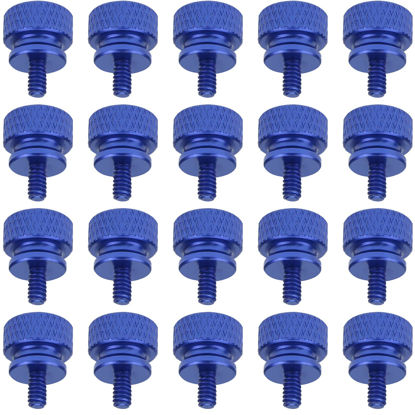 Picture of HELIFOUNER 20 Pieces 6-32 Thread, Blue Color Anodized Aluminum Computer Case Thumbscrews, Thumb Screws for Computer Case/Cover/Power Supply/Hard Drives