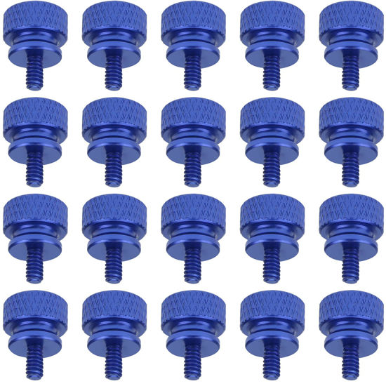 Picture of HELIFOUNER 20 Pieces 6-32 Thread, Blue Color Anodized Aluminum Computer Case Thumbscrews, Thumb Screws for Computer Case/Cover/Power Supply/Hard Drives