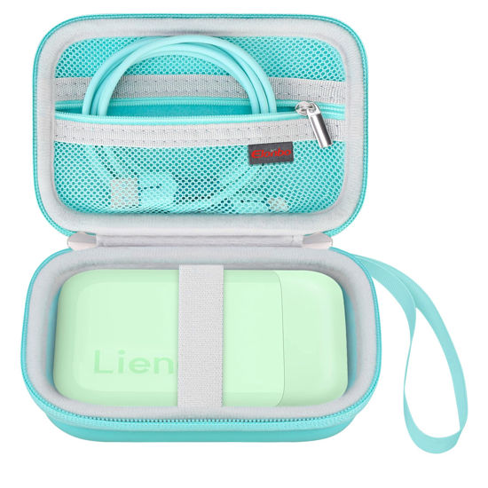 Picture of Elonbo Carrying Case for Liene 2x3” Photo Printer, Portable Instant Printer Travel Holder, Mini Picture Printer Bag. Mesh Pocket Fits Photo Paper, Cable. Green