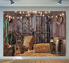 Picture of Alltten 7x5ft Western Cowboy Backdrop Western Party Decorations Wild West Vintage Wooden House Barn Door Photography Background Cowboy Theme Party Decorations Banner Photo Booth F44