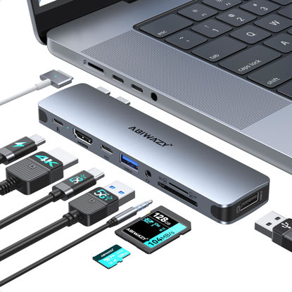Picture of USB C Adapter HDMI USB Multiport Hub for MacBook Pro /Air M1 M2 M3 13"15"16" 2024-2018,8 in 2 Accessories for MacBook with HDMI,Thunderbolt 3,USB C and 3 USB A 3.0 Data Ports SD TF Card Reader, Audio