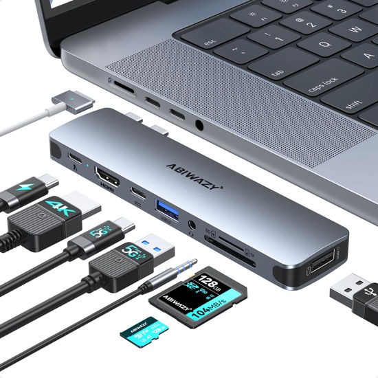 Picture of USB C Adapter HDMI USB Multiport Hub for MacBook Pro /Air M1 M2 M3 13"15"16" 2024-2018,8 in 2 Accessories for MacBook with HDMI,Thunderbolt 3,USB C and 3 USB A 3.0 Data Ports SD TF Card Reader, Audio