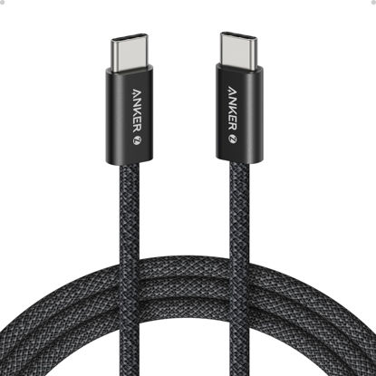 Picture of Anker Zolo USB C to USB C Cable, Braided and Dirt-Free Type C Fast Charging Cable, Slim Connector, for iPhone 16 Series, MacBook (240W) (Black, 6ft)