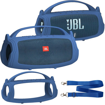 Picture of Silicone Cover Case Compatible with JBL Charge 4/Charge 5 Portable Bluetooth Speaker, Soft Skin Sleeve for JBL Charge 4/5 Bluetooth Speaker Accessories(Blue Case, NOT for Charge 5 Wi-Fi Version)