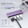 Picture of ANYPLUS USB Hub, USB 3.0 Hub Aluminum Alloy Ultra Slim USB Splitter, Portable 4 Port USB Extender, USB Hub for Laptop, PC, MacBook, iMac, Surface Pro, Mac Pro, Flash Drive, XPS 【Purple】