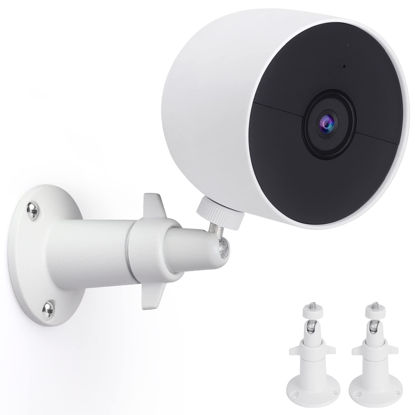 Picture of UYODM 2 Pack Wall Mount Holder Compatible with Google Nest Cam Outdoor or Indoor, Battery - 360°Rotation Security Mounting Bracket for Nest Cam with 1/4 Screw Thread, Camera Not Included (White)