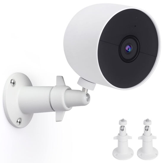 Picture of UYODM 2 Pack Wall Mount Holder Compatible with Google Nest Cam Outdoor or Indoor, Battery - 360°Rotation Security Mounting Bracket for Nest Cam with 1/4 Screw Thread, Camera Not Included (White)