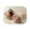 Picture of Coberllus Newborn Photography Props Boys Girls Wrap Blanket Baby Photo shoot Floral Pearl Decorative Mesh Rug Layer Basket Filler (Cream)