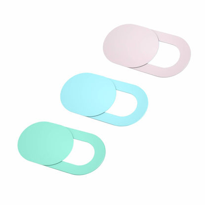 Picture of Webcam Cover for Laptop 0.028-Inch Ultra-Thin Webcam Cover Blocker for MacBook, iMac, Laptop, Desktop, PC, iPad, Smart Phone Protect Your Privacy and Security（Pink/Green/Blue-3 Pack