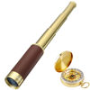 Picture of Laupha Retro Pirate Telescope Zoomable 25x30 Spyglass Portable Collapsible Handheld Telescope Vintage Monocular for Kids & Survival Gear Compass Pocket Military Compass for Camping Boating