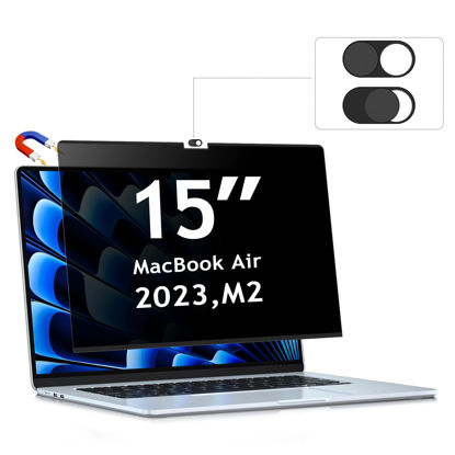 Picture of ZOEGAA Privacy Screen for MacBook Air 15 Inch 2023 (M2, A2941), Magnetic Removable Anti Blue Light Filter Compatible With Apple 2023 MacBook Air Laptop with M2 chip: 15.3-inch Liquid Retina Display