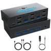 Picture of SGEYR HDMI KVM Switch Dual Monitors, 4K@60Hz KVM Switch 2 Monitors 2 Computers with 4 USB 3.0 Ports Share 2 Monitors and USB Devices, Support Wired Remote and Button Switch, Sharing Keyboard& Mouse