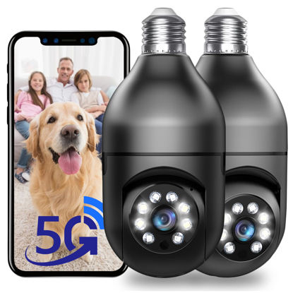 Picture of Light Bulb Security Cameras Wireless Outdoor, 5G& 2.4GHz WiFi Security Camera for Home security Outdoor Indoor, Motion Detection, Color Night Vision, Siren Alarm, Compatible with Alexa(2 Pack)