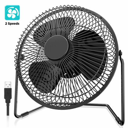 Picture of EasyAcc 9 Inch USB Desk Fan Ultra-quiet USB Powered 360° Rotation Desktop Fan with Metal Frame, Portable Personal Cooling Fan with 2 Speed for Home Office (USB POWERED ONLY)