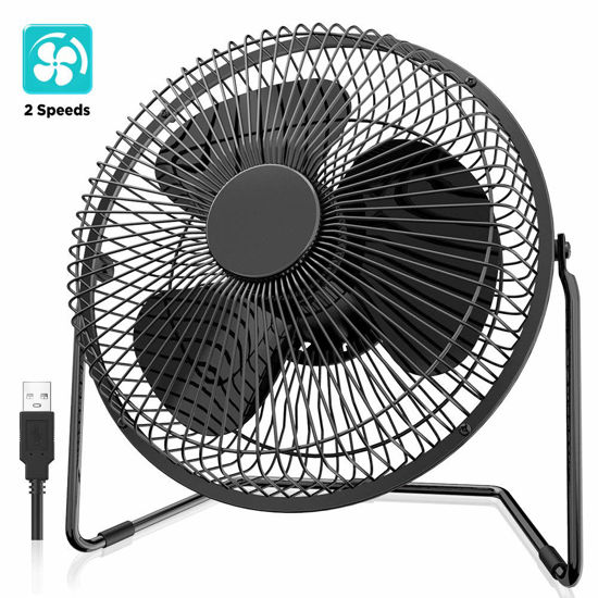 Picture of EasyAcc 9 Inch USB Desk Fan Ultra-quiet USB Powered 360° Rotation Desktop Fan with Metal Frame, Portable Personal Cooling Fan with 2 Speed for Home Office (USB POWERED ONLY)