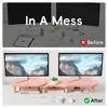 Picture of AFOOYO Dual Monitor Stand Riser,Rainbow Cloud Desktop Computer Stand for 2 Monitors,Adjustable Length and Angle Multifunctional Desktop Organizer Stand for Laptop, PC, Computer, Printer,Pink