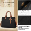 Picture of RAINSMORE Laptop Bag for Women 15.6 Inch PU Leather Tote Bag Professional Business Office Work Bag Waterproof Briefcase Computer Tote Bag Large Lightweight Handbag Shoulder Bag, Black and Dark Brown