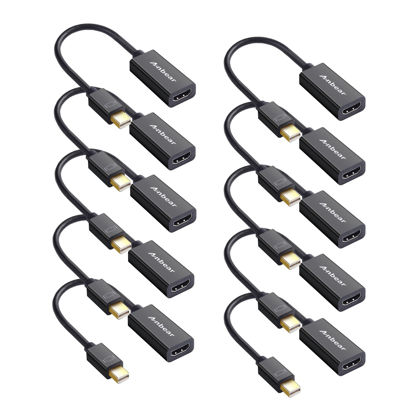 Picture of Anbear Mini Displayport to HDMI Adapter Thunderbolt to HDMI Cable, Gold-Plated HDMI to Mini DisplayPort Adapter Compatible with MacBook Pro, MacBook Air, Mac Mini, Microsoft Surface Pro (10 Pack)