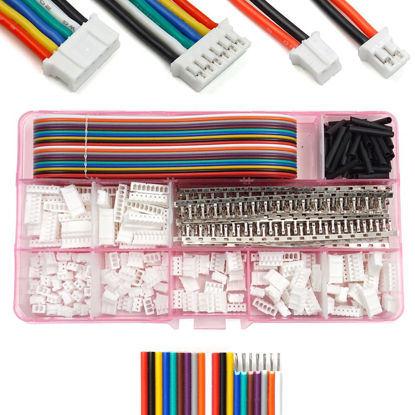 Picture of JST PH 2.0 Connectors Pin Header and Ribbon Cable Wire Kit 2.0mm Pitch JST PH - 2/3/4/5/6/7/8 Female Pin Male Housing