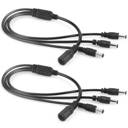 Picture of VWEICYY 2 PCS 1 to 3 Way DC Power Splitter, DC Splitter, 2.1 * 5.5MM Power Splitter for CCTV Security Camera LED Strips