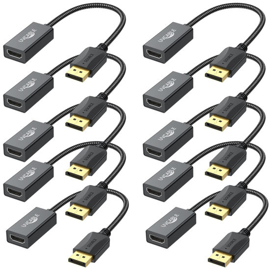 Picture of DisplayPort to HDMI Adapter 4K, 10-Pack, Display Port DP to HDMI Adapter Cable Male to Female Compatible with Computer, Monitor, TV, Projector