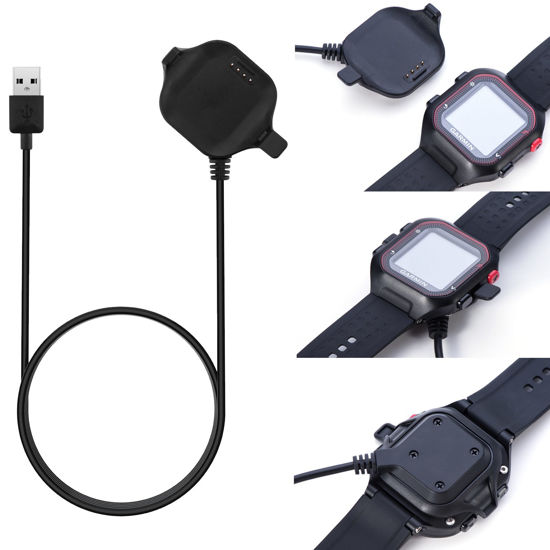 Picture of FitTurn Compatible with Garmin Forerunner 25 Charger Charging Clip Size Small Replacement USB Charger Adapter Charge Cord Charging Cable Clip For Garmin Forerunner 25 GPS Running Watch Small For Women