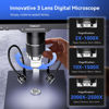 Picture of TOMLOV TriL110 10.1" 3 Lens 2K HDMI Digital Microscope 2500X, Coin Microscope Magnifier for Entire Coins with IPS Screen, LCD Soldering Microscope for Adults, 14 LED Lights, PC/TV Compatible, 64GB
