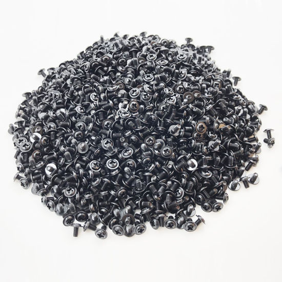 Picture of Bfenown 100 pcs M3x5 Black Round Head PC Mounting Computer Screws Computer Case Fixed Motherboard Screw