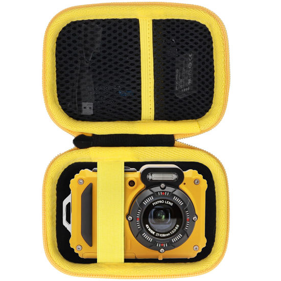 Picture of Lebakort Storage Case Compatible with KODAK PIXPRO WPZ2 Rugged Waterproof Shockproof Dustproof Digital Camera (Black + Yellow Case)