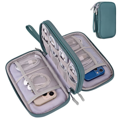 Picture of Electronics Travel Organizer Case, Carry On Essentials Pouch Bag for Tech Accessory, Cable, Chargers & Cords (Teal Blue, Medium)