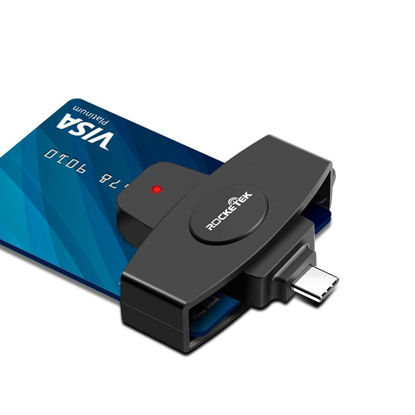 Picture of Type C CAC Reader, DOD Military USB C Common Access CAC Card Reader, Mini Portable USB Smartfold Type C Smart Card Reader SIM Card Reader Compatible with Windows, Mac OS