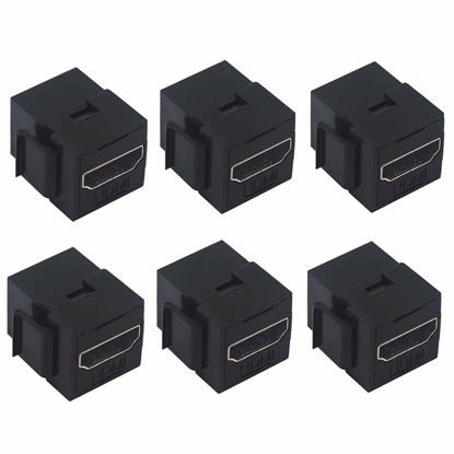 Picture of VCE HDMI Keystone Jack 6-Pack, 4K HDMI Female to Female Adapter HDMI Coupler Snap-in for Keystone Wall Plate, Black