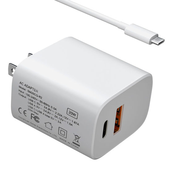 Picture of 20W USB C Charger for Samsung Galaxy A9 Plus Tablet Tab A9 Plus A9+ SM-X218 SM-X210 SM-X215 SM-X216 Tablet 20W PD Type C Fast Charging Power Adapter Supply Cord Samsung Galaxy tab a9 Charger