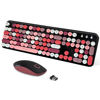Picture of FOPETT 2.4GHz Wireless Keyboard and Mouse Set with Switch Button - Full-Size Keyboard - Compatible for Windows/Laptop/PC/Notebook/Smart TV and More - Black Colorful