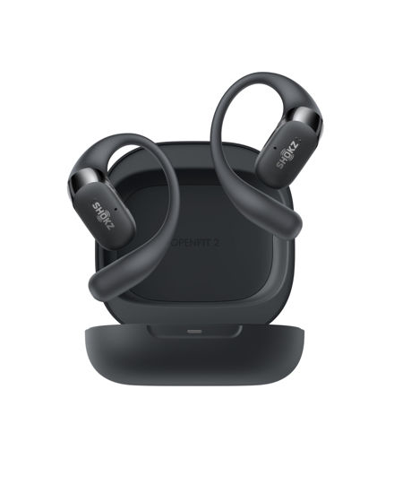 Picture of SHOKZ New OpenFit 2 Open-Ear Headphones, True Wireless Bluetooth Earphones with Microphone, Earhook Earbuds with 48 Hours of Playtime, Fast Charging, IP55 Water-Resistant, with Carrying Bag, Black