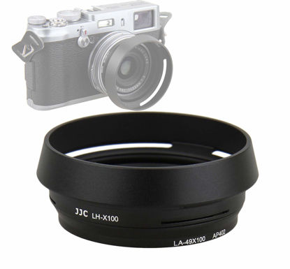 Picture of JJC LH-JX100 BLACK Metal Lens Hood/ 49mm Filter Adapter Ring for Fujifilm X70 X100 X100S X100T X100F X100V, Fuji X100S, Fuji X100F, Fuji X100V Lense Hood Shade, Fujifilm LH-X100 Lens Hood Replacement