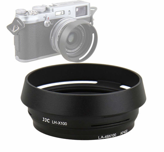 Picture of JJC LH-JX100 BLACK Metal Lens Hood/ 49mm Filter Adapter Ring for Fujifilm X70 X100 X100S X100T X100F X100V, Fuji X100S, Fuji X100F, Fuji X100V Lense Hood Shade, Fujifilm LH-X100 Lens Hood Replacement