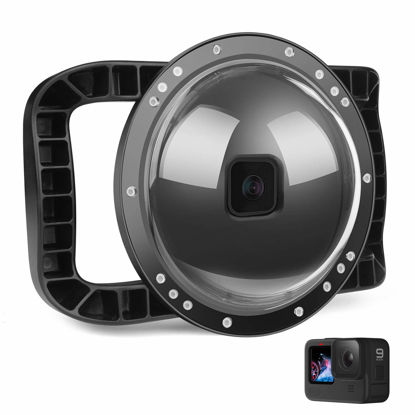 Picture of D&F Dome Port for GoPro Hero 12 Black/Hero 11 Black/Hero 10 Black/Hero 9 Black, Two Handles Dome Lens Builted-in 45m/147ft Waterproof Sealed Housing Case Diving Swimming Accessory