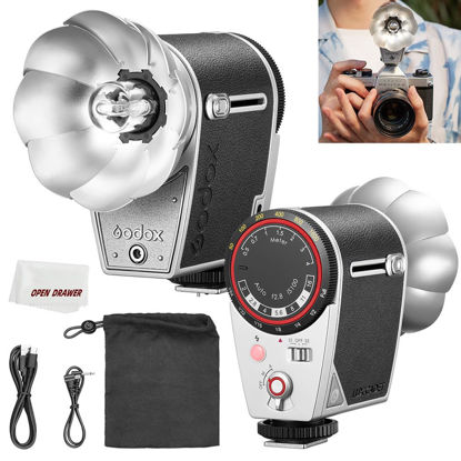 Picture of GODOX Lux Cadet Retro Camera Flash, GN10 with 7 Levels Flash Power,CCT 6200K±300K with S1/S2 Optical Control for Sony, for Fuji, for Canon, for Nikon, for Olympus Camera