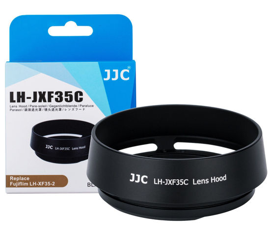 Picture of JJC Black Metal Bayonet Lens Hood for FUJINON XF 35mm F2 R WR/FUJINON XF 23mm F2 R WR, Fuji 35mm F2 Lens Hood, Fuji 23mm F2 Lens Hood, 35mm F2 Hood, 23mm F2 Hood, Replaces Fujifilm LH-XF35-2 Hood
