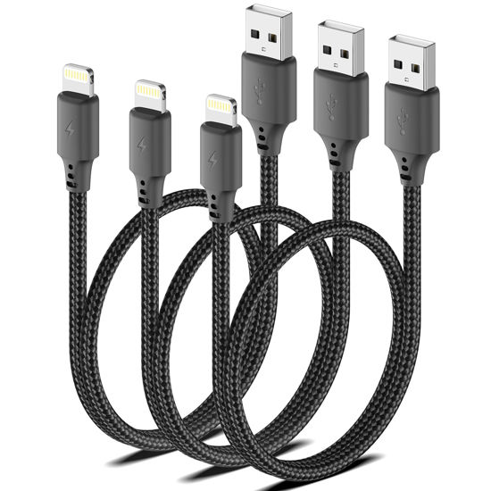 Picture of 1.5 Foot Lightning Cable, [MFi Certified] 3Pack 1.5ft iPhone Charging Cable for Car Braided Fast Charging Short USB to Lightning Cable for iPhone 14 13 12 11 Pro/Max/Mini Xs SE2/iPad
