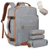 Picture of LOVEVOOK Carry on Backpack, 40L Travel Backpack as Personal Item Flight Approved, Waterproof Large 17inch Laptop Backpack Luggage Daypack Business Weekender Overnight with 3 Packing Cubes, Grey-Brown