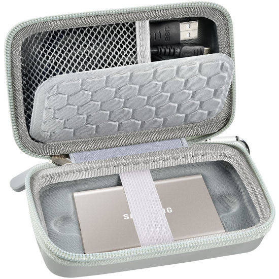 Picture of Case Compatible with Samsung T7/ T7 Touch Portable SSD 1TB 2TB 500GB USB 3.2 External Solid State Drive, Travel Carrying Storage Organizer Fits for USB Cables and More Accessories (Grey)
