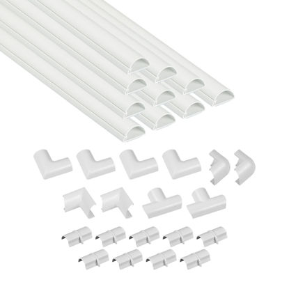 Picture of D-Line 157in Cord Cover Kit, Self-Adhesive Wire Hiders, Paintable Cable Raceway to Hide Wires on Wall, Electrical Cable Management - 10x 15.7 Lengths & 19 Accessories - 1.18" (W) x 0.59" (H) - White