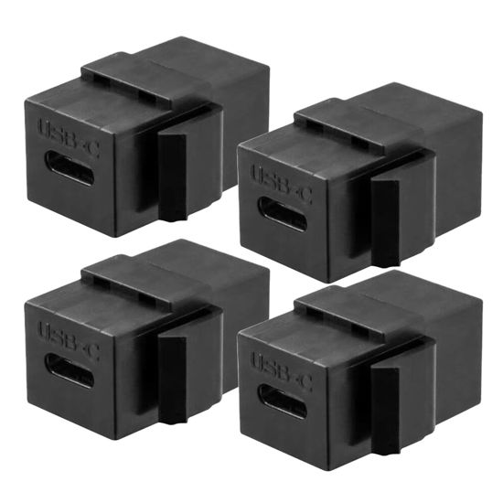 Picture of AYECEHI USB C Keystone Jack Adapter (Black 4 Pack) USB 3.1 Type-C Module Coupler Adapters Female to Female Keystone Insert Socket Coupler Adapter for Wall Plate Outlet Panel
