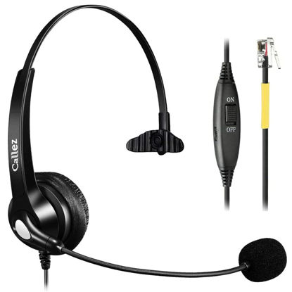 Picture of Callez RJ9 Phone Headset Office Telephone Headset with Microphone Noise Cancelling for Yealink T23G T33G T40G T46G T46S T48S T46U T48U T53W T57W Grandstream GXP2135 GXP2160 GXP2170 Avaya Panasonic